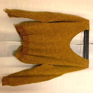 Off the shoulder mustard knitted sweater